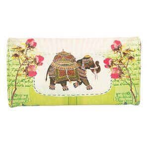 NWT NEW Papaya Fancy Elephant Tri Fold Wallet Vegan Leather